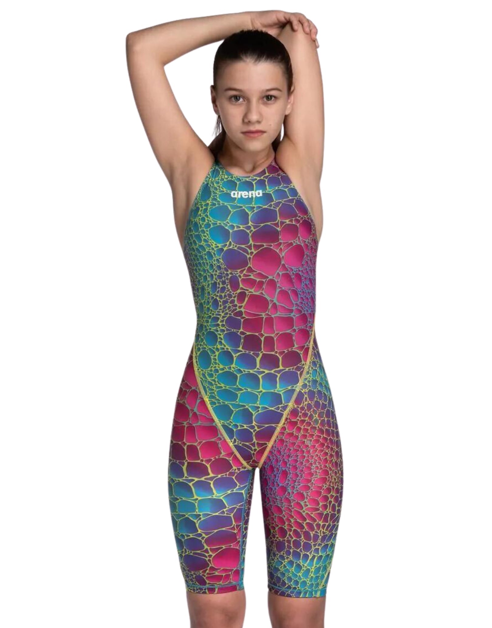 arena  FAR-2562W  ブラック×イエロー Arena Powerskin Carbon Core FX Openback Kneesuit - Black