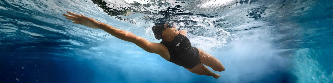 Blue and white striped Speedo pool noodle with handle