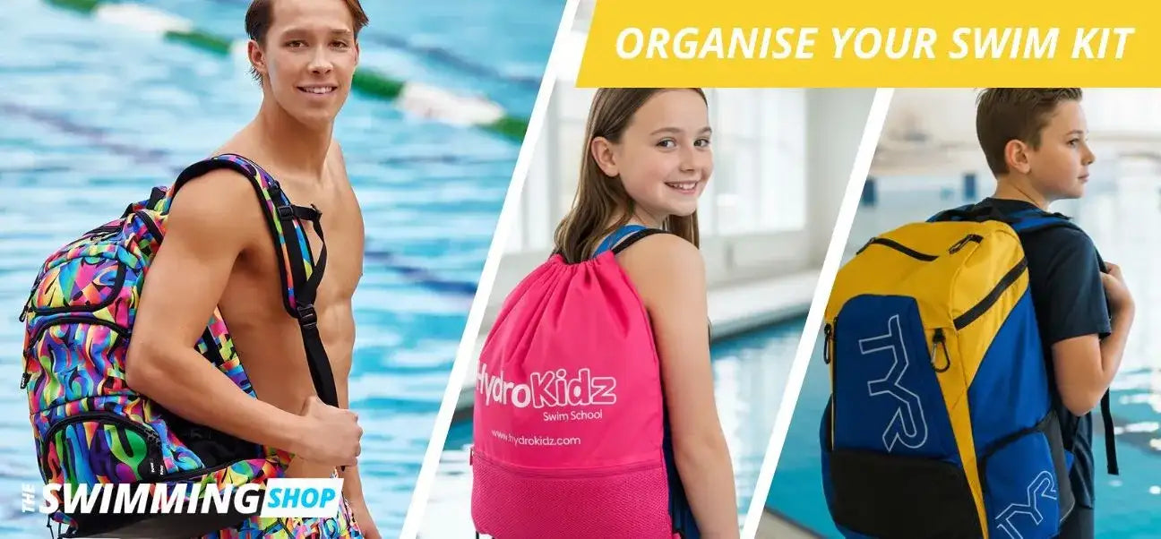 Multi-colored backpack with a vibrant, playful design featuring geometric patterns and bold colors