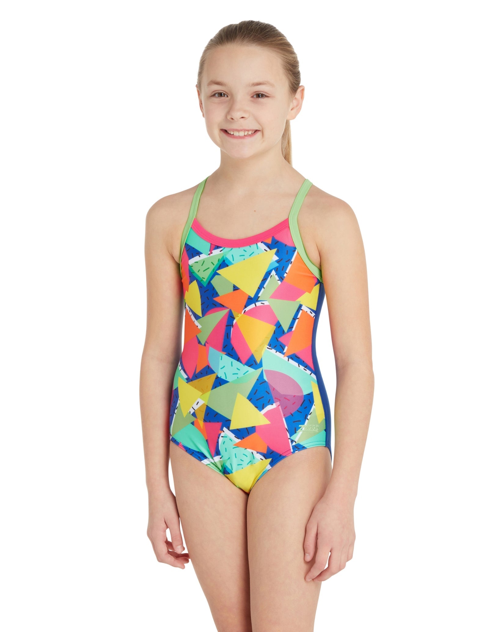 Zoggs Girls Medley Rainbow Strikeback Swimsuit - Blue/Multi ...